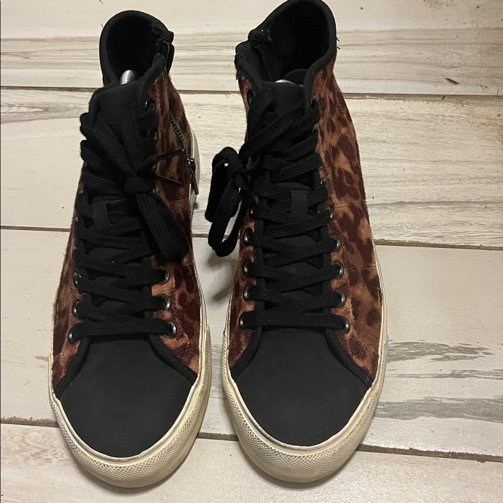 Zara Men Leopard Print High-Top Sneakers